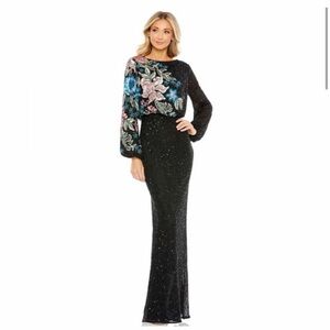 Mac Duggal 5615 Embellished Multi Color Floral High Neck Gown - 8 - New with tag